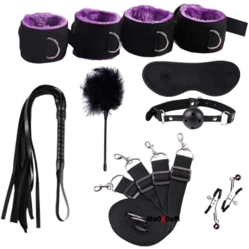Bondage Sets 8 Pcs Bdsm Leather Bondage Sets Sm Ties Leather Bondage Sets With Eye Masks Sex Cuffs Whips Nipple Clamps Mouth Plugs Extreme Bedtime Bondage Sex Toys-Red