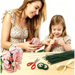 400 Pcs Pipe Cleaner Flower Kit with Chenille Stems & Floral Wires for DIY Bouquets