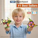 Magnetic Pyramid Glow Puzzle, 12 Pcs with 243 Magnets, STEM Building Toy