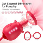 Rose 3-in-1 Upgrade Vibrator for Women's Pleasure with 7 Tongue Licking Modes and 3 Thrusting Dildo Functions