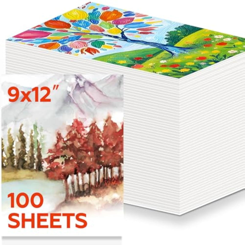 100 Sheets Watercolor Paper, 9 x 12 Inch, 140 lb 300 GSM Cold Press