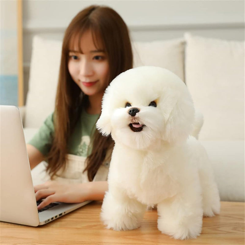 Simulation Bichon Frise Plush Toy Stuffed Animal Realistic Puppy Dog Toy For H