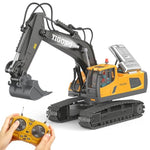 Remote Control Excavator Toys For Ages 5-7, 11Ch 2400Mah 2.4Ghz Rc Cars Construction Toy Truck Digger Metal Shovel Sound Light, Kids Boys Toys Age 4-6-8 Birthday Gifts For 5 6 7 8 Year Old Boys