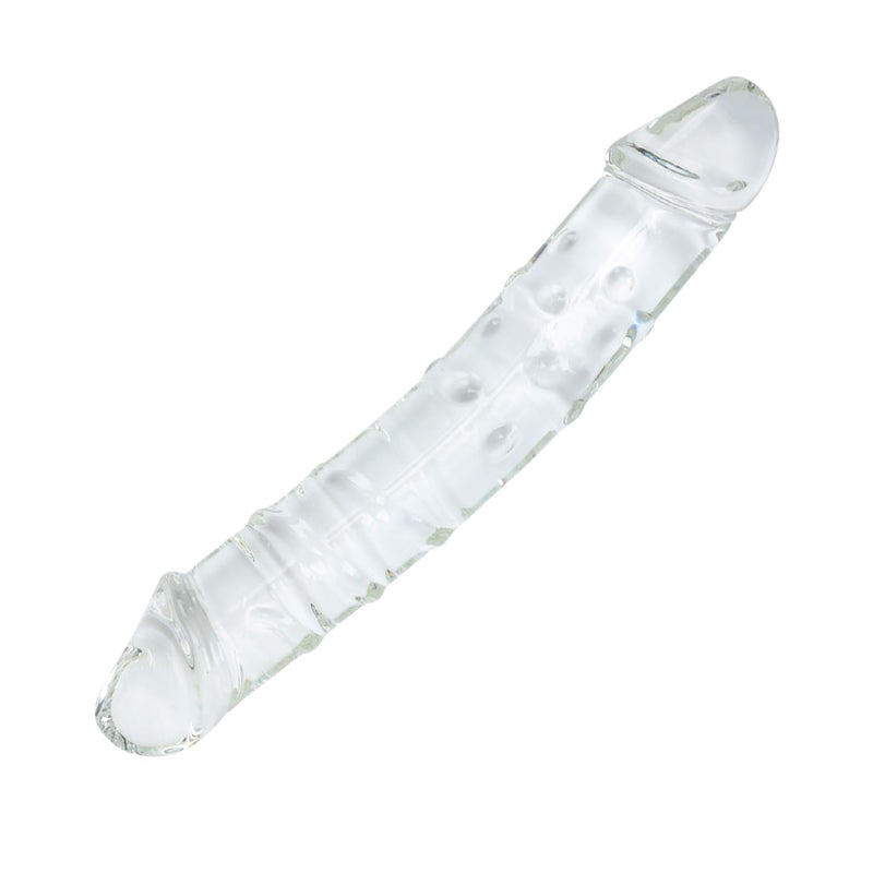 11.4" Large Spiral Texture Double-Ended Glass Dildo Vivid Glans Crystal Penis G-Spot Stimulation Sex Pleasure Wand