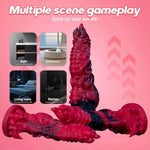 Hell Kiss Silicone Dildo For Men, Women, & Couples. Strong Suction Base Phthalate-Free Premium Red & Black Silicone Twisted Tongues Dildo