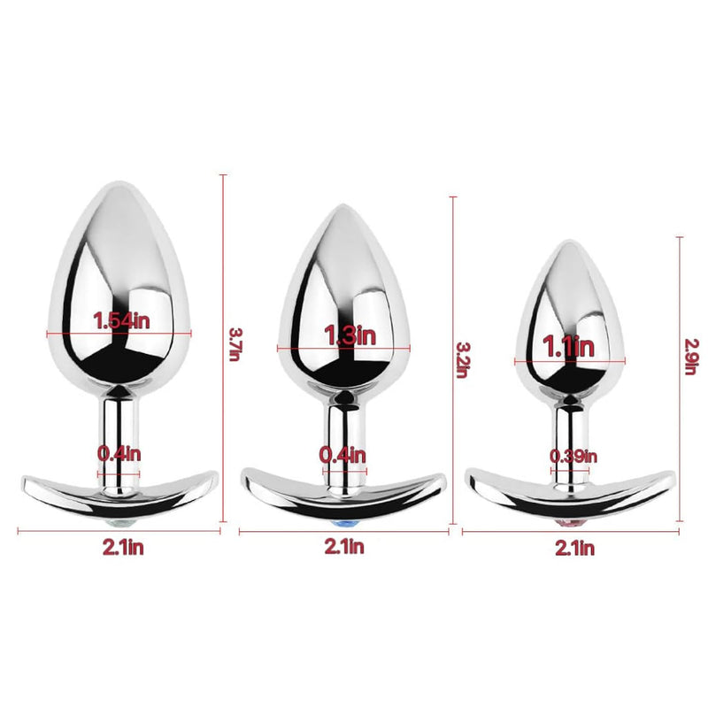 Metal Anal Plug Entry Set,3 Piece Crystal Hook Bottom Anal Trainer,Sm Erotic Toys Adult Anal Plugs,For Men And Women Couples,Large/Medium/Small