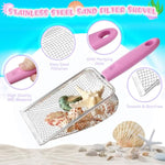 Beach Toys, Sand Toys With Collapsible Bucket, Sand Sifter, Beach Mesh Shovel, Shark Tooth Sifter And Mesh Bag For Shell Collecting, Sand Dipper Beach Scoop Toys For Kids Boys And Girls