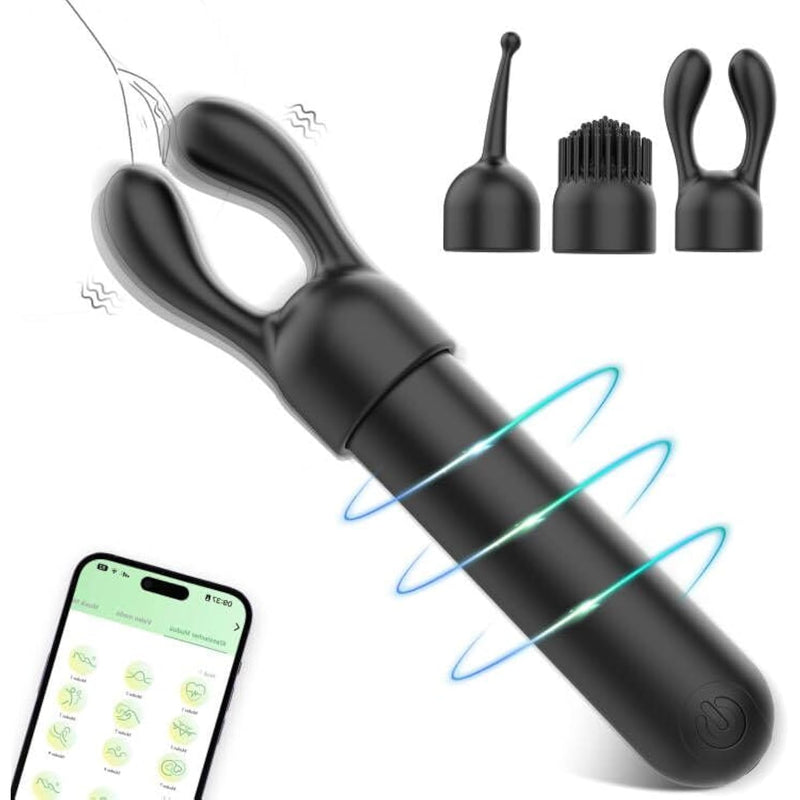 Bullet Vibrators For Women, Mini Vibrator Comes With 3 Different Silicone Heads, Ipx7 Waterproof, Usb Rechargeable - Personal Massager With 10 Vibration Settings (Black)