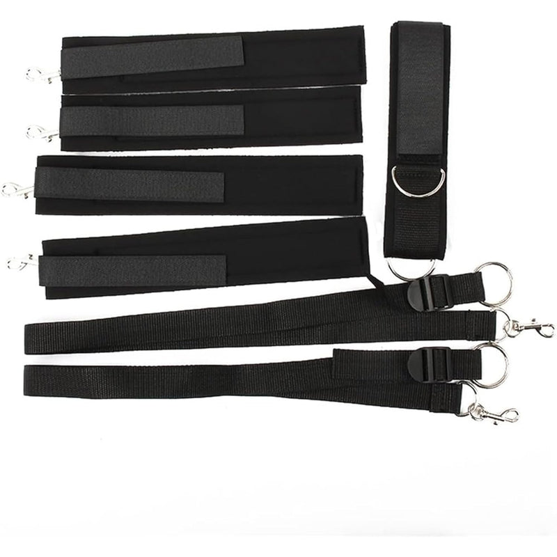 Bdsm Restraints Kit Sex Toys With Adjustable Cuffs Straps, Adult Bondage Sex Nylon Straps Neck To Wrist Thigh Sex Sling & Ankle Kits Bondage Set, Extreme Sm Sex Toy Sets For Couples, Black Plush