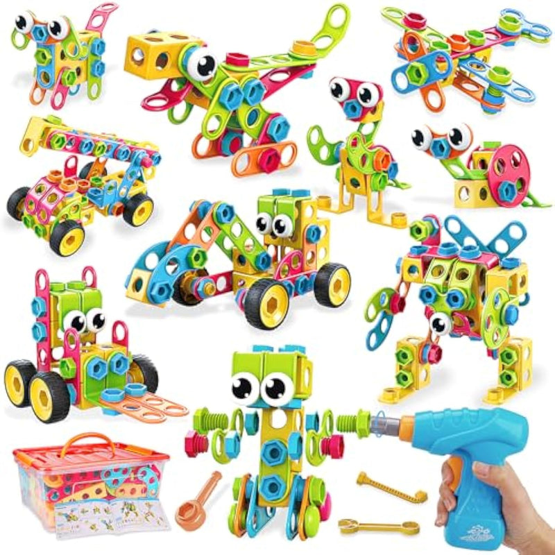 199Pcs Building Blocks Stem Toys For 3 4 5 6 7 8+ Year Old Boy Girl Christmas Birthday Gifts Preschool Educational Building Toys For Kids Ages 3-5 4-8 5-7 6-8 Erector Sets Stem Kits Activities Games