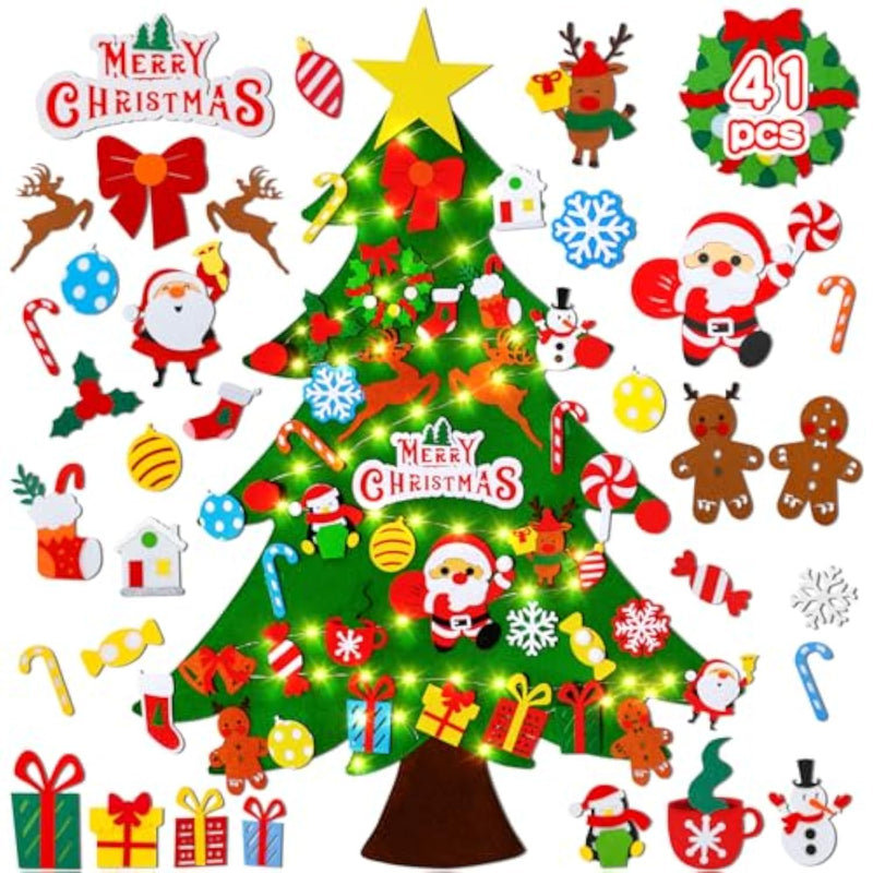 3.2 FT DIY Felt Christmas Tree Set with 41 Ornaments for Kids & Toddlers
