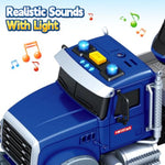 21" Semi Truck Toy, 3 4 5 6 Year Old Boys Toddlers Police Truck Toy With Racing Car And Helicopter, 3 In 1 Police Car Toy, Birthday Gifts For Kids Child 3 4 5 6 Years Old