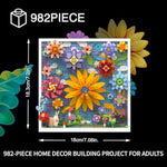 Micro Brick Flower Building Set, 3D Floral Wall Art Craft Kit for Ages 8+