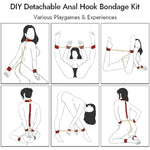 Anal Hook Bdsm Sex Bondage - Bed Restraint Kit With Adjustable Handcuffs Collar Ankle Cuffs Leather Furniture Restraint Set With Anal Ball | Adult Sex Toys For Couple Foreplay