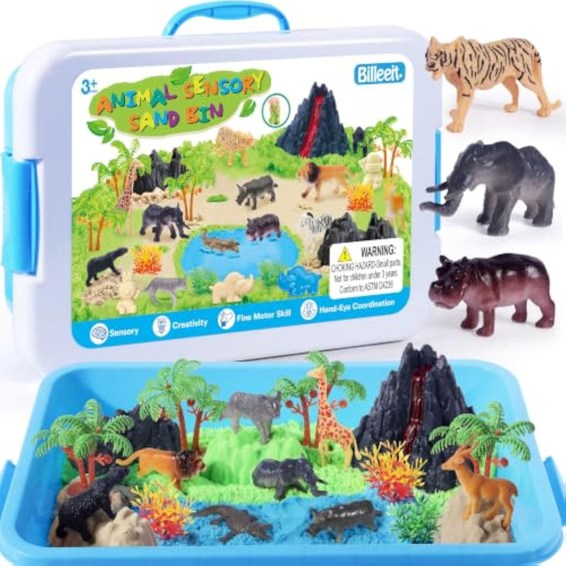 Animal Sensory Bin Sand Toy Kit for Kids - 30+ Pieces for Immersive Exploration