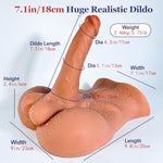 Tan Huge Dildo Sex Doll Torso For Black Women Masturbation, Female Tpe Sexdoll With Flexible Realistic Penis, Woman Masturbator For Orgasm Sex Pleasure, Unisex Adult Sex Toy For Solo Couple Threesome