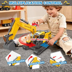 Toys For 3 Year Old Boys,Excavator Toys For Kids With 6 Metal Racing Cars And 2 Engineering Vehicle,Foldable Ejection Vehicle With Lights & Sound For 3 4 5 6 7 Years Old Gifts