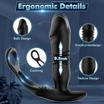 Thrusting Anal Vibrator Prostate Massager - Dual Cock Ring Anal Toy Butt Plug With 3 Thrust & 12 Vibration Modes, Remote Control Anal Male Adult Sex Toys P Sport Massager For Men Couples Waterproof