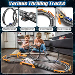 Slot Car Race Track Sets For Boys,Race Car Track With 4 High-Speed Slot Cars,Battery Or Electric Car Track,Dual Racing Game Lap Counter Track Sets,Toys Gifts For Boys Girls Ages 4 5 6 7 8-12