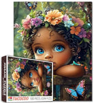 1000 Piece Afro Black Girl Jigsaw Puzzle for Adults, Tropical Forest Art