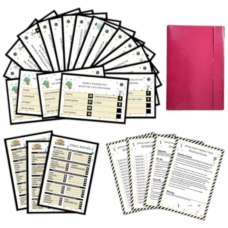 Office Feud Game, Team Building Party Games For Adults, Friendly Feud Trivia Games For Coworkers Group Activity, Family Game Nigh Supplies, Work Holiday Party Decorations -01