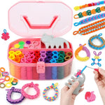 Kids Bracelet Making & Weaving Kit with 1000 Hair Ties and Organizer Case