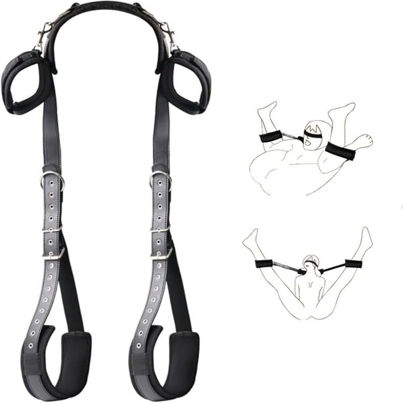 Bdsm Restraints Sex Strap Sex Toys 4Pc Bondage Restraints Set Fetish Bed Restraints Kits For Beginners,Bondage Kit For Couples Handcuffs And Leg Straps Cuffs Thigh Sling Rope Kit