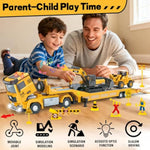 Kids Construction Toys With Tractor & Excavator Toy, 3 In 1 Die-Cast Semi Truck Toy With Light & Sound - Engineering Transport Truck Vehicles Model Car For Boys Age 3 4 5 6