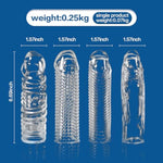 Fit-Max 4Pcs Reusable Penis Extension Sleeve Set,Penis Enlargement Silicone Sleeves Girth Male Erection Enhancement,Handjob Glans Training Tool,Penis Ringsleeve Enlargement Sex Toys For Men