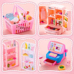 169Pcs Mini Food Shopping Cart Toys Miniature Play Food Drink Bottle Toy Little Carts Baskets Supermarket Shelves Refrigerator Cash Register For Play Kitchen Grocery Mini Dollhouse Accessories