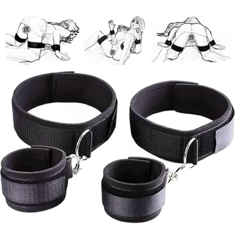 Bdsm Restraint Bondage Set Padded Wrist & Thigh Cuffs For Couples, Sex Toy For Women Adjustable Handcuffs Leg Straps Sexy Slave Sm Beginner Kit For Intimate Sm Games