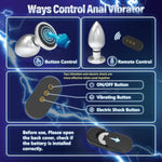 Electric Shock Vibrating Butt Plug, Estim Metal Anal Plug Men Male Prostate Massager Anal Sex Toys With 10 Vibrating & 6 Electric Shock Modes, Remote Control