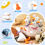 16 Pcs Goose Stuffed Animal With Plaid Bow 5.91 Inches Plush Swan Soft Toy Keychains White Yellow Plush Toy For One Silly Goose Baby Shower Party Favors Birthday Home Decorations, 4 Styles
