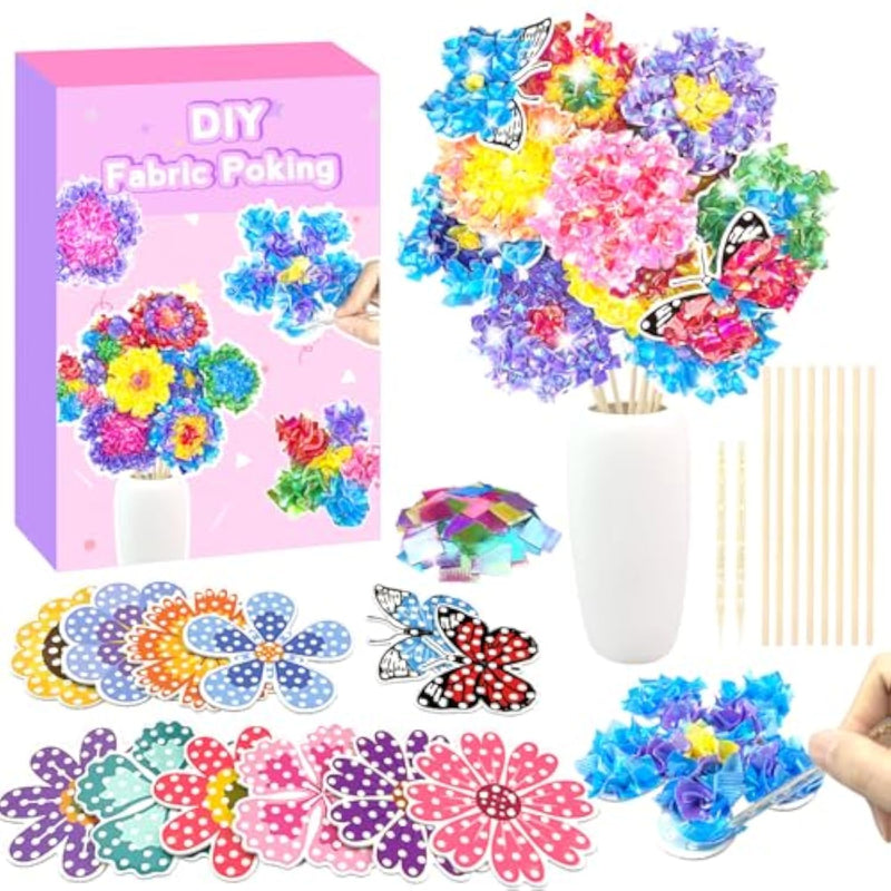 Poke-In Flower Bouquet Craft Kit for Kids Ages 4-10 with 10 Flowers & 2 Butterflies