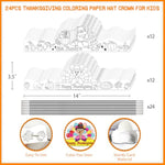 Thanksgiving Turkey Crowns and Hats Set for Kids - 24 Pieces Fall Crafts