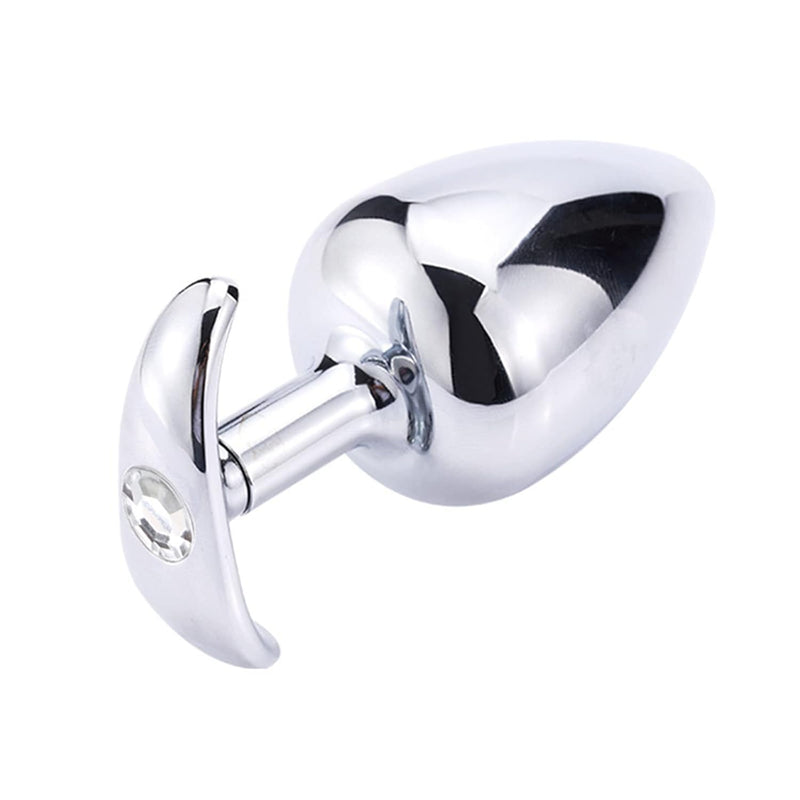 Stainless Steel Anal Plug For Wearing Ship Anchors Pulling Butt Plug G-Point Dilator For Jewel Base Adult Sexual Toy(White,M)