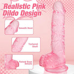 7 Inch Dildo Sex Toys, Realistic Pink Silicone Anal Dildos with Strong Suction Cup, Soft Flexible Lifelike Penis for Vaginal G-Spot and Anal Play, Adult Toys for Men Women Beginners Couples, Solo Play