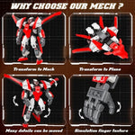 2 In 1 Transforming Mech Robot Building Sets, Mecha Robot City Toy Converts To Fighter Jet, For Adults Kids Boys Ages 6+(Red)