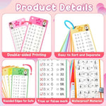 Multiplication Flash Cards 0-12, 15Pcs Times Table Flash Cards Chart, With Dry Erase Markers Sorting Ring, 1St, 2Nd, 3Rd Grades Educational Math Multiplication Game For Kids Classroom Home