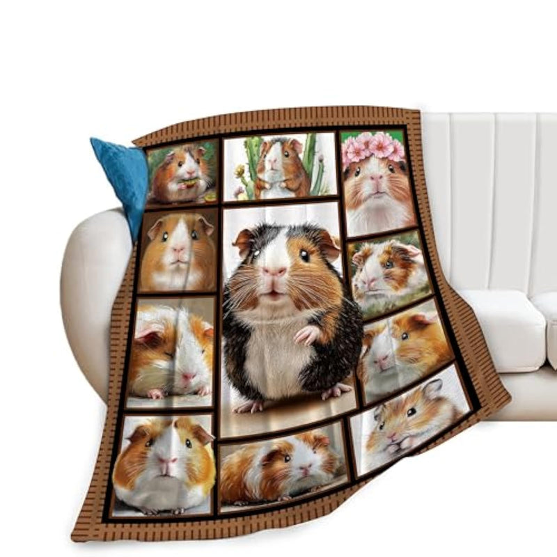 Guinea Pig Blankets, Guinea Pig Throw Blankets, Gifts For Women Men Boys Girls Lover Adult Cozy Fleece Flannel Bedding Stuff Animal Plush For Couch Sofa Bed 50"X40"