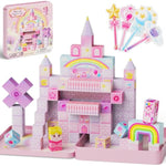 Unicorn Mini Magnetic Building Blocks Set for Girls, 48-Piece Tin with Cones and Magic Wands