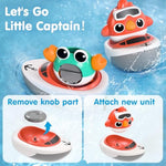 Baby Bath Toy For Toddlers 1-3, Kids Bathtub Water Toy Set 6 8 9 12 Month W/ Shower Cup, Crab, Bird, Cloud & Wind Up Boat, Infant Fun Summer Pool Birthday Gift 2 3 4 Year Old Boys Girls
