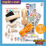 Build and Paint Your Own Wooden Toy Cars, DIY Wood Craft Kit, Easy to Assemble, 3 Vehicles