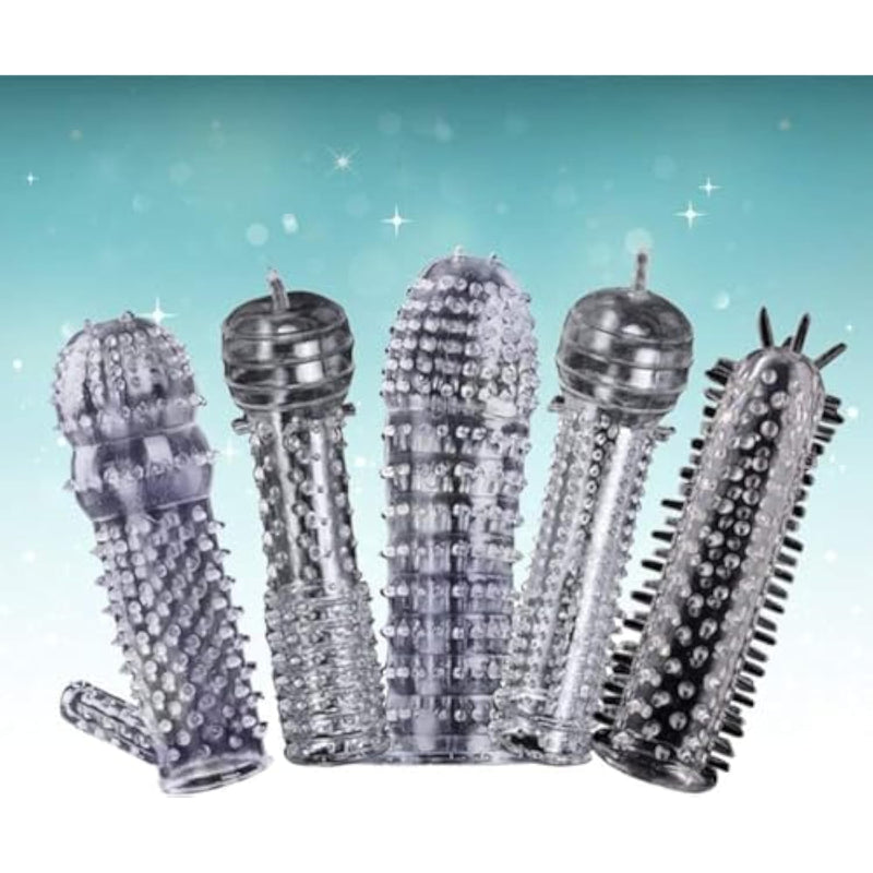 New Reusable Sleeves 666 Girth For Men Extender Enlarger Extension Enhancer Ball Stretch Sleeve Girth Best Gift-(Transparent-5Pcs)