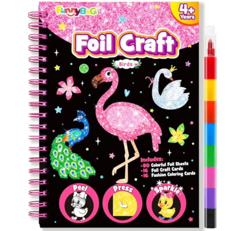 Foil Art Craft Kit for Kids, Princess, Mermaid & Unicorn DIY Stamping Activity