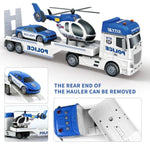 Toddler Boy Toys For 3 4 5 6 Year Old, 25" Semi Truck Toy With Racing Car And Helicopter - Police Toys,Birthday Gifts For Kids Child 2 3 4 5 6 Years Old