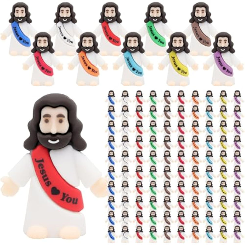 100 Pcs Jesus Love You Mini Figures Baby Jesus Figurines In Bulk Tiny Miniature Religious Figures For Hide And Seek, Sunday School, Religious Party Favors, Baptism Gifts, Easter Egg Stuffers