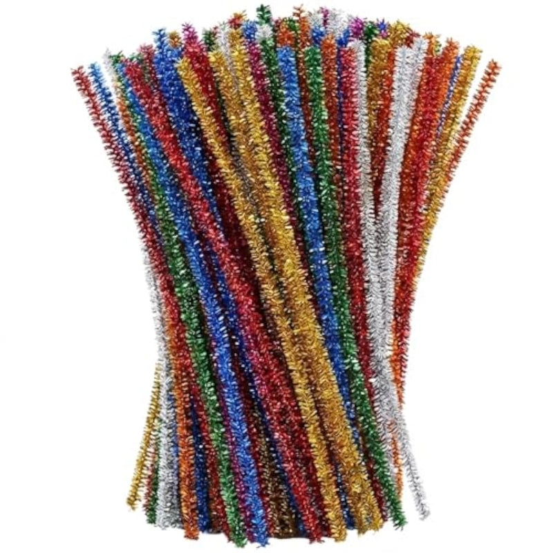 100 Pcs Glitter Pipe Cleaners, 10 Colors, 12 Inch Chenille Stems for Crafts