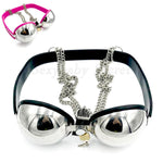 Female Chastity Device Bra Stainless Steel Adjustable Bdsm Slave Metal Lockable Underwear Chain Bondage Game Erotic Slave Fetish Sex Toy (Black)