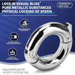 Male Penis Cock Ring Adujustable Size Delay Ring Stainless Steel Penis Ring Heavy Stretcher Adult Sex Toys(40Mm)
